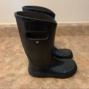 BOGS Kids Black/Silver Glitter Rainboot Youth Size 1